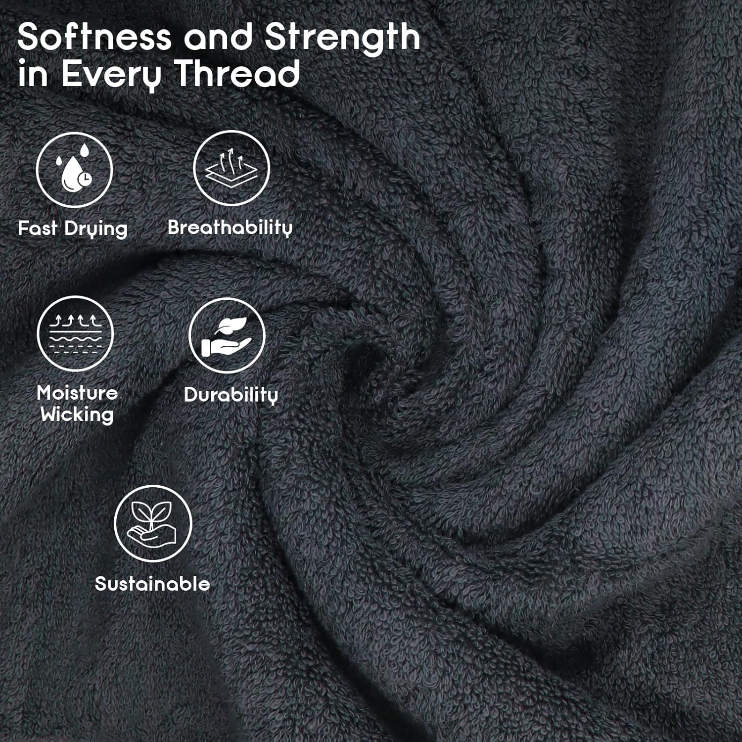Premium Bath Towels Pack of 4, 100% Cotton, Large, Super Soft, Highly Absorbent, Quick Dry, Durable, Comfortable, Great Value & Quality, Perfect for Home & Bathroom - Grey