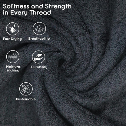 Premium Bath Towels Pack of 4, 100% Cotton, Large, Super Soft, Highly Absorbent, Quick Dry, Durable, Comfortable, Great Value & Quality, Perfect for Home & Bathroom - Grey